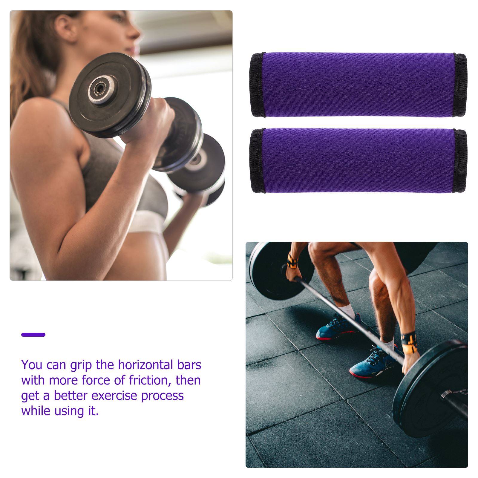 2 st horisontella skivstångsskydd höftstötskydd horisontell stång halkfria greppskydd bärbart skivstångsskydd tyngdlyftningsutrustning gym