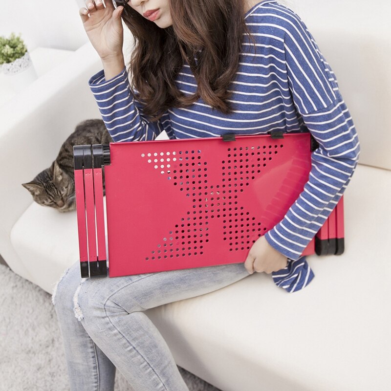 Aluminium Met Dubbele Ventilator Radiator Muis Seat Verstelbare Laptop Bureau Draagbare Vouwen Computer Bureau Notebook Desktop Bracke