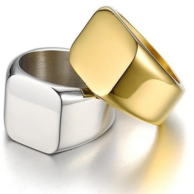 Men&#39;s Ring Men&#39;s Domineering Business Ring Type Glossy Square Luxury Jewelry for Men TRENDY