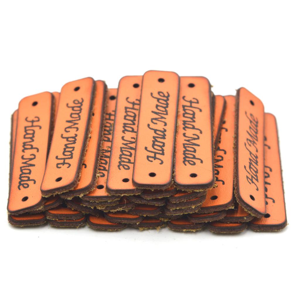 Kalaso 20 stk orange håndlavede etiketter tøj beklædningsgenstand læder etiketter håndlavede tags tasker sko gør det selv syudstyr