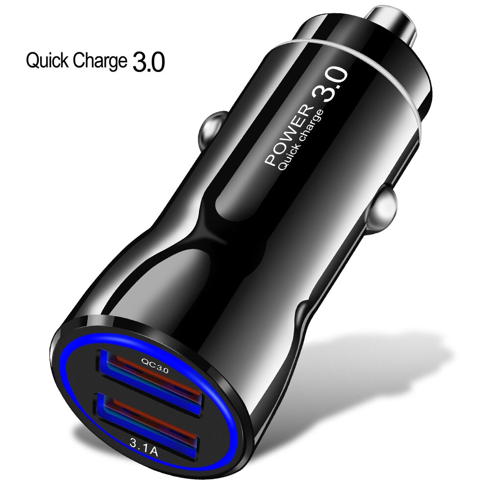 Quick Charge 3.0 Car Charger for iPhone 11 Pro max Car-Charger Dual USB Fast Charging for Samsung Xiaomi USB Phone charger: type 2 black