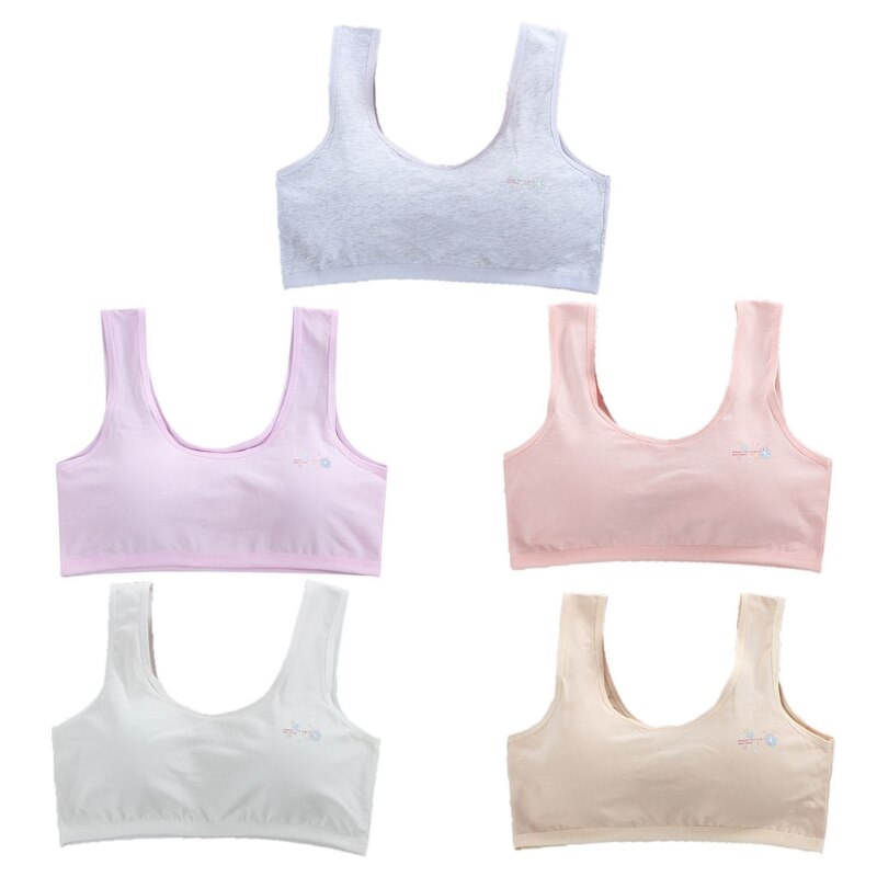 Top de algodón para chica joven, ropa interior para chico, deporte, entrenamiento inalámbrico, pubertad, sostén talla grande