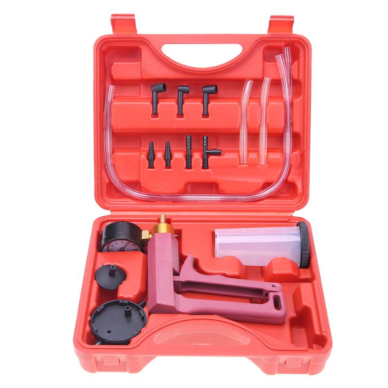 17Pcs Hand Held Vacuum Pressure Pump Brake Bleeder Tester Tool Kit With Adapters For Car: Default Title