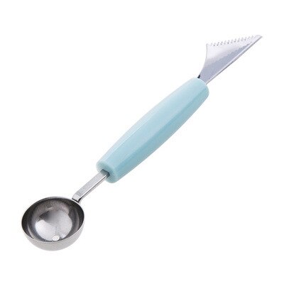 Basedidea Melon Ball Scoop Fruit and Vegetable Ball Maker Spoon 2-IN-1 Fruit Decoration Carving Spoon kitchen Cutter: Blue