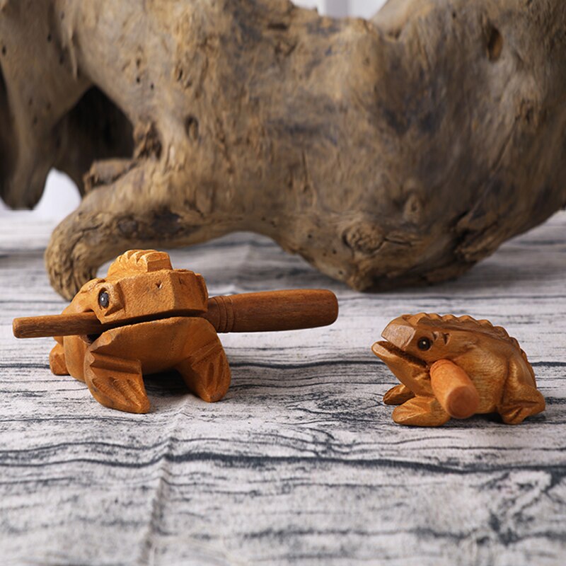 Traditionel klassisk støjproducent legetøj håndværk træ heldig frø kvækkende musikinstrument hjemmekontor dekorative miniaturer