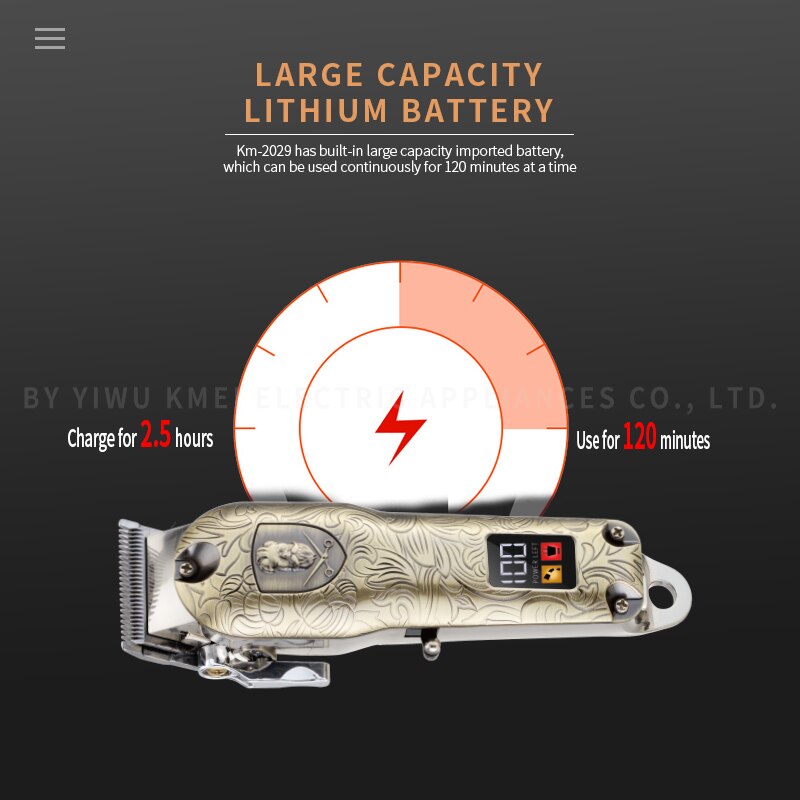 Cortadora de pelo eléctrica para hombre, máquina con motor pivotante ajustable, inalámbrica, con cable, para barbería