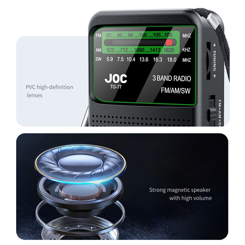 Rádio de bolso de emergência, rádio fm am sw, suporte para pesquisa automática, rádio transistor com tela hd, ponteiro, rádio de bolso para idosos