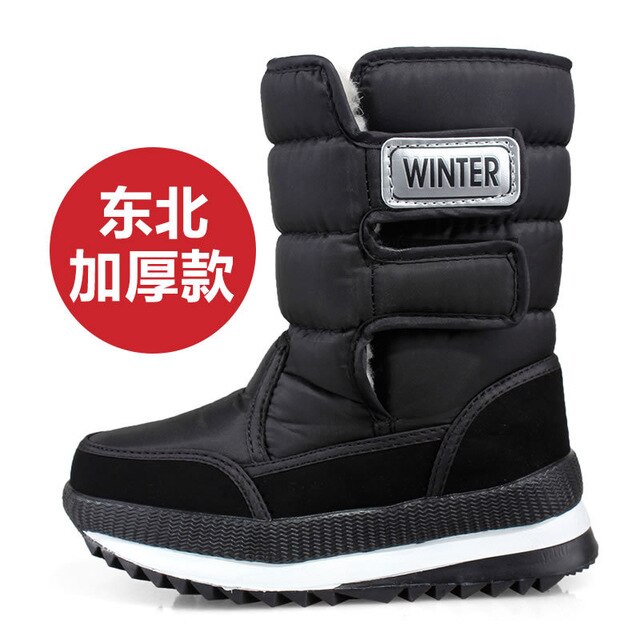 Jongens Laarzen Kinderen Snowboots Voor Jongens Sneakers Winter Kids Snowboots Sport Lederen Kinderschoenen Meisjes: Black / 33