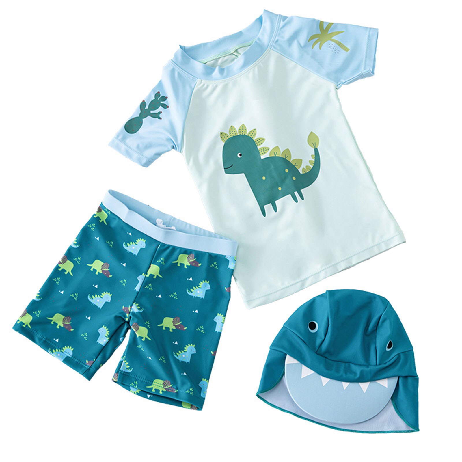 3Pcs Dinosaur Bikini Set Baby Boy Cartoon Zwemkleding Kinderen Zwemmen Shorts + Tops + Hoed Kinderen Swim Surfing Bathing pak Badmode: 2 to 3 Years	