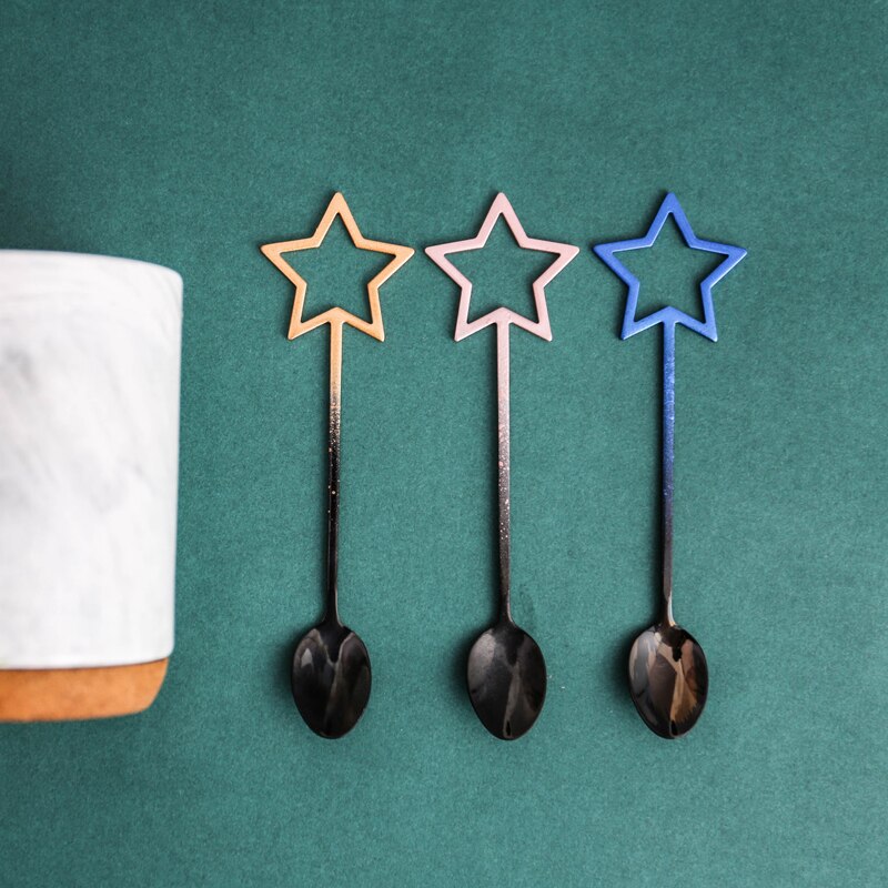 Stainless Steel Coffee Spoon Star Shape Dessert Ice Cream Tea Spoon Drinking Stirring Spoon Flatware Kitchen Accessories