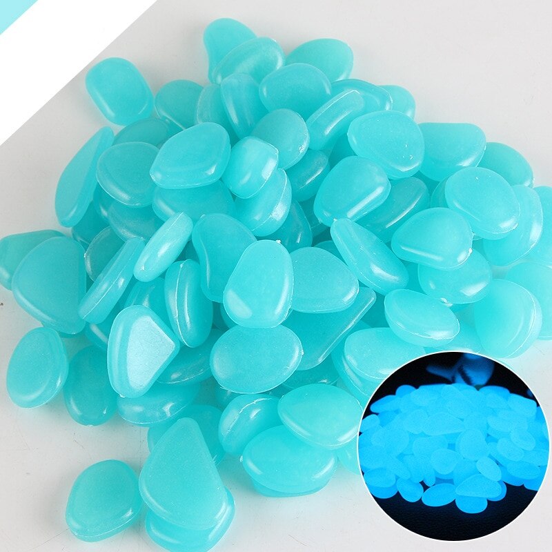 20/100pcs Glow in the Dark Garden Glow Stones Rocks for Walkways Garden Patio Lawn Garden Yard Decor Luminous Stone: light blue
