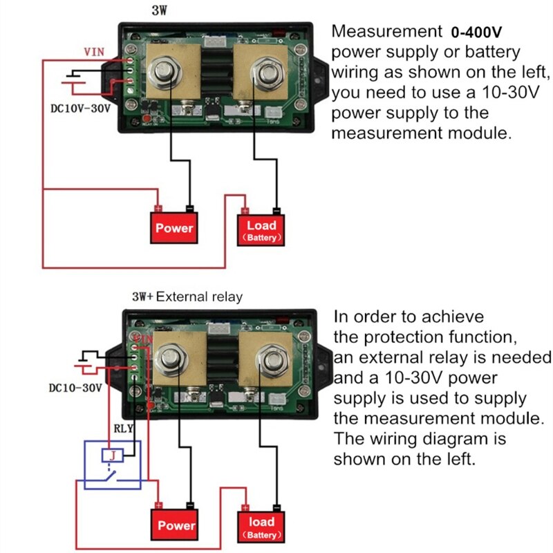 Dc 400V 300A Draadloze Bi-Directionele Voltmeter Ampèremeter Capaciteit Volt Power Meter