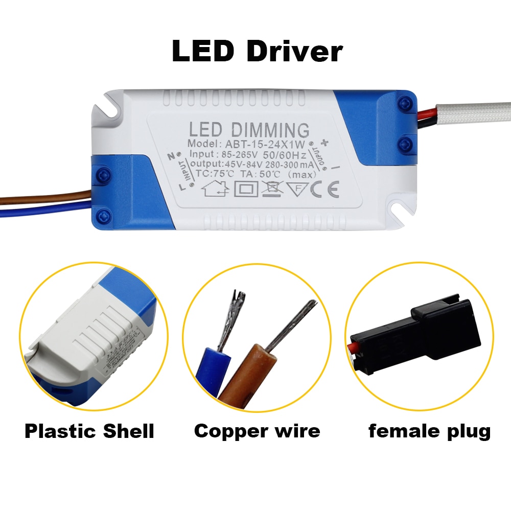 LED Driver Power Supply Unit Dimmable 3W 5W 7W 15W 15-24W led adapter transformador 220v 110v 300mA For LED Strip Downlight lamp