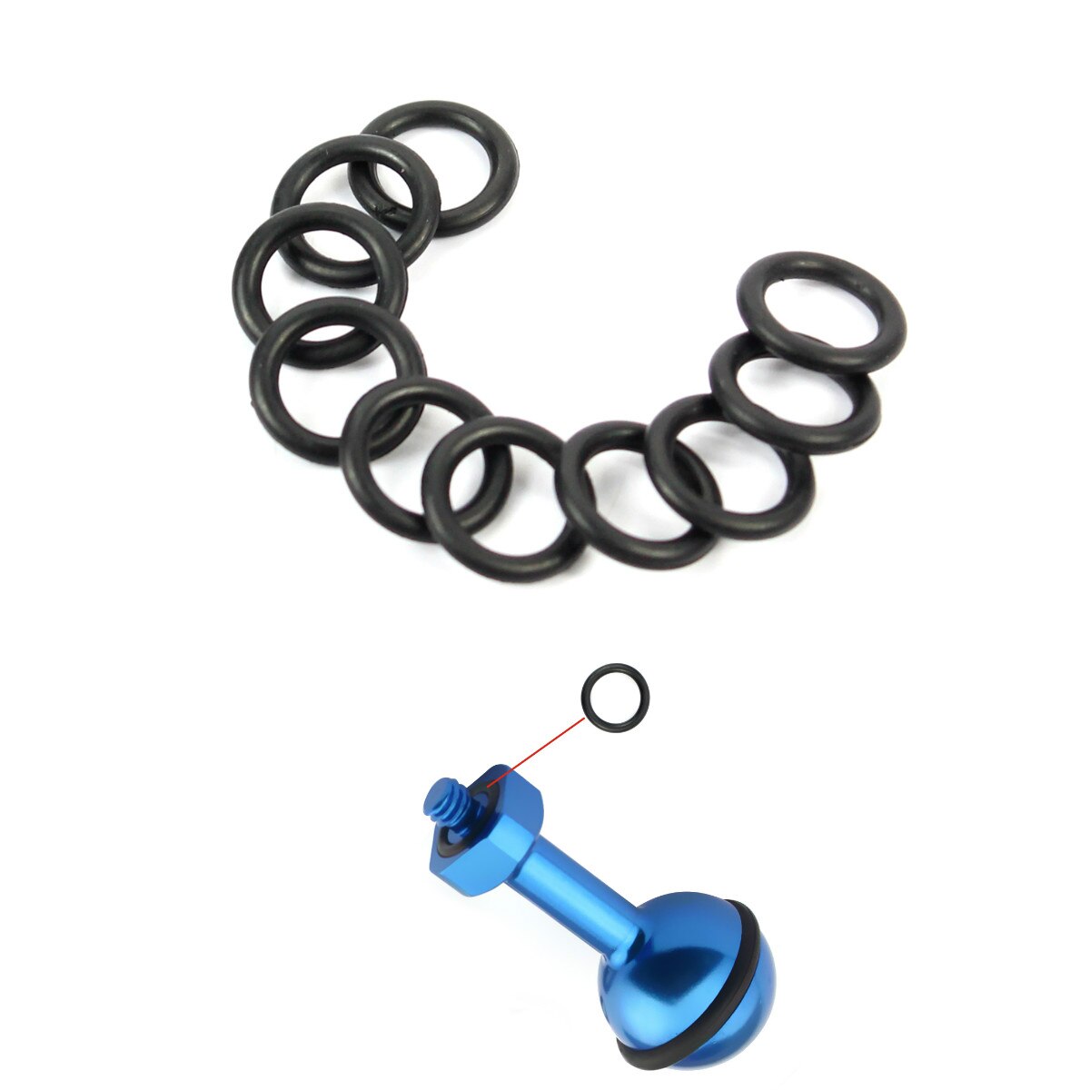 Anillo de goma de silicona tipo O, adaptador impermeable para GOPRO yi, deportes de acción, cámara SLR, accesorios de cabeza de bola de buceo, 10 Uds.