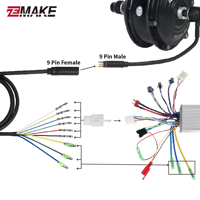 9 Pin Julet Wheel Hub Motor Cable E-bike motor Extension cable Ebike Motor Cable Electric bike Accessories zemake brand