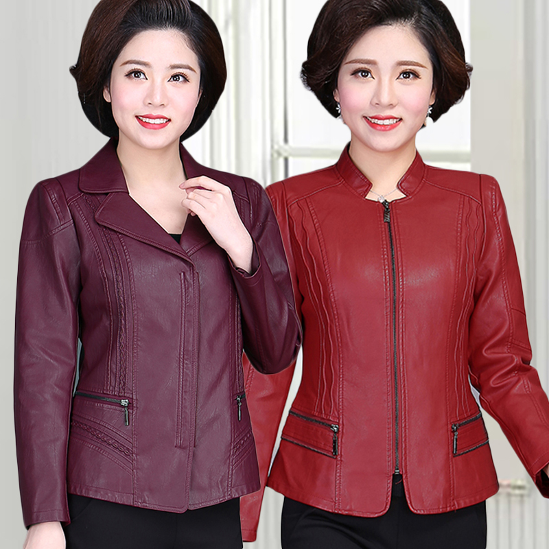 Lente herfst 6xl leren jassen dames plus size opstaande kraag rits jas dames lange mouw imitatieleer co