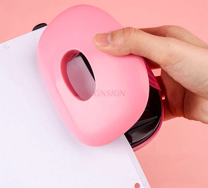Double hole round hole puncher A4 paper small manual puncher mini manual puncher student stationery paper binding metal