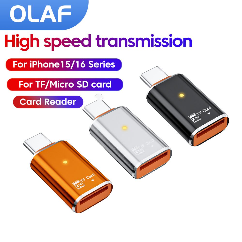 Adapter czytnika kart typu C Czytnik kart Micro SD TF Adapter kart pamięci USB-C Transmisja danych do 2 TB dla iPhone 15 16 Pro PC