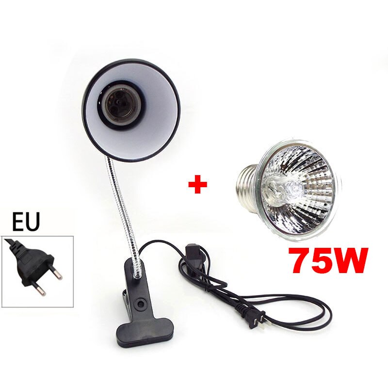 Set di portalampada per rettili UVA UVB con termometro a Clip igrometro lucertola tartaruga tartaruga Basking lampadina riscaldante 220V: 75W EU Set A