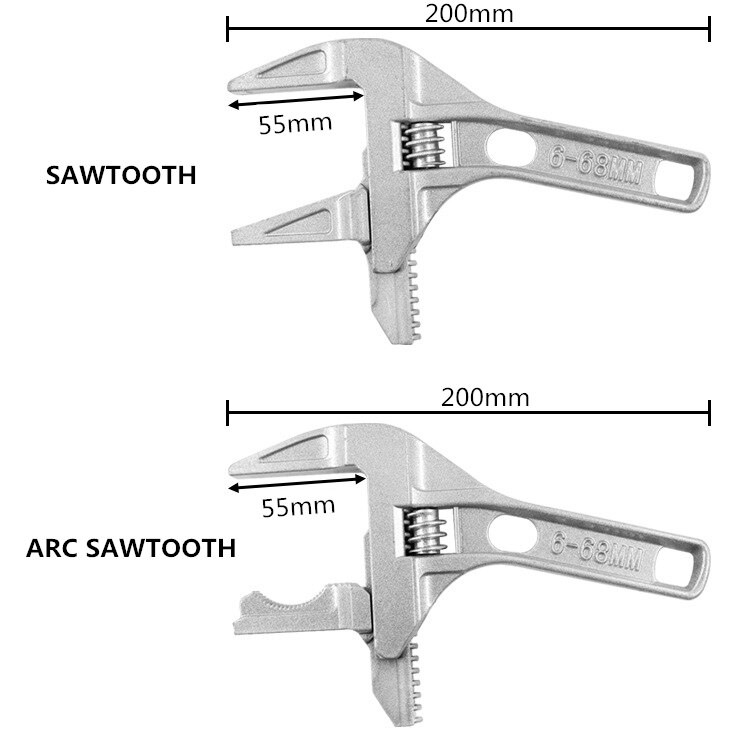 1pcs Arc Sawtooth Large Opening Bathroom Wrench tool Aluminum Alloy Spanner Adjustable Universal Spanner Repair Tools DIY