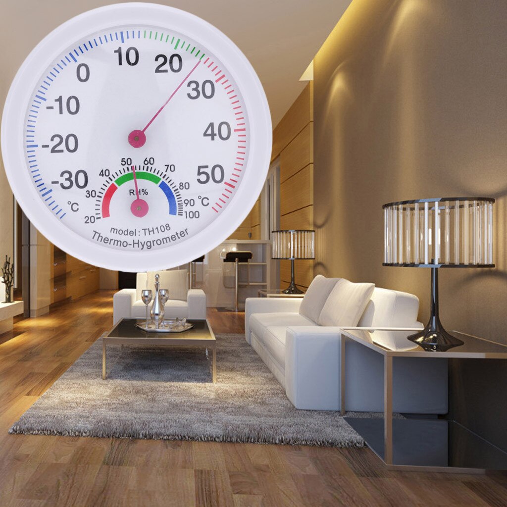 Indoor Outdoor Thermometer Temperature Meter Hygrometer Humidity Clock-shaped Home Home