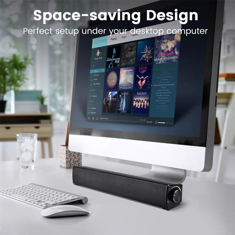 Youxiu Tv Speaker 20W Soundbar Stereo Bluetooth 5.0 Pc Theater Audio Muziek Sound Bar Met Afstandsbediening Aux 3.55mm