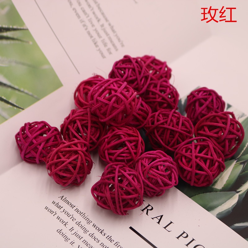 1Stck/3cm Rose verrotten Weihnachten Rattan Ball Dekorative Einsätze & Wind Spinner Hof Pflanzer ColorfulStakes Innen und outdoorDecor