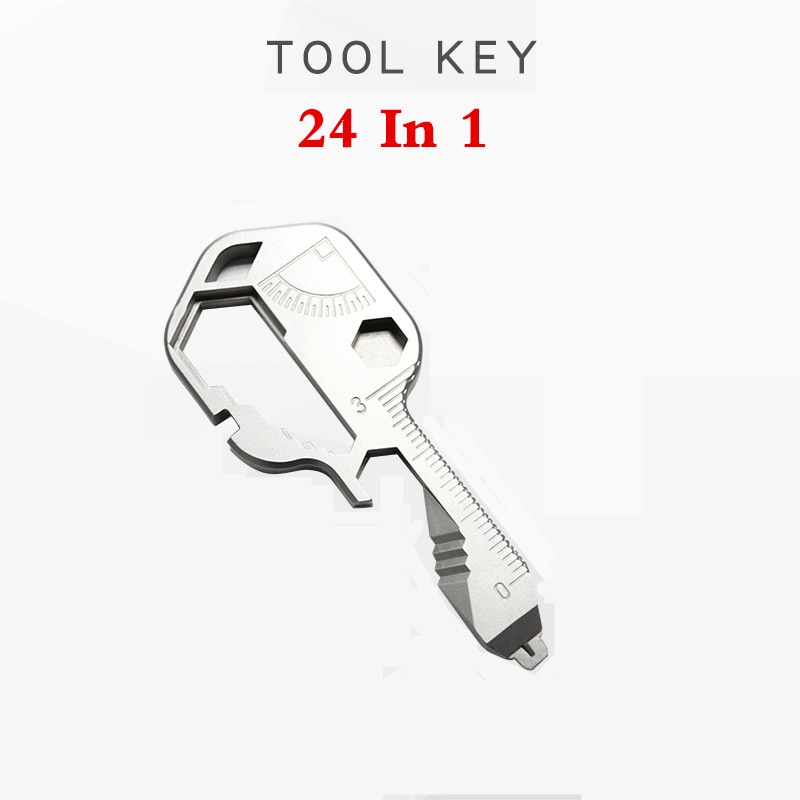 24-in-1 Sleutelhanger multifunctionele draagbare Key Tool Veelzijdige Outdoor Mini Fles Tool Rvs Schroevendraaier flesopener