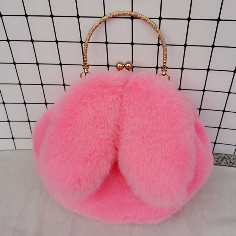 Cute Plush Rabbit Crossbody Bags for Women Korean Version Cute Purses and Handbags Girls Rabbit Ear Shoulder Messenger Bag: Khaki