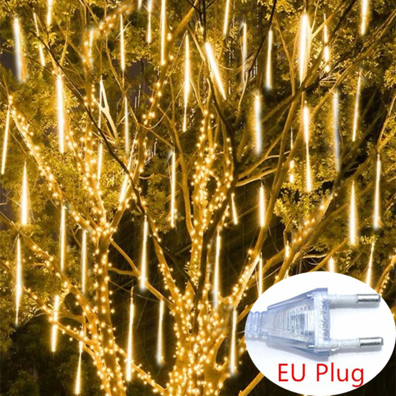 Outdoor EU Plug Meteor Shower Lights Falling Rain Fairy String Lights for Christmas Party Garden Decorations: changeable / 300W