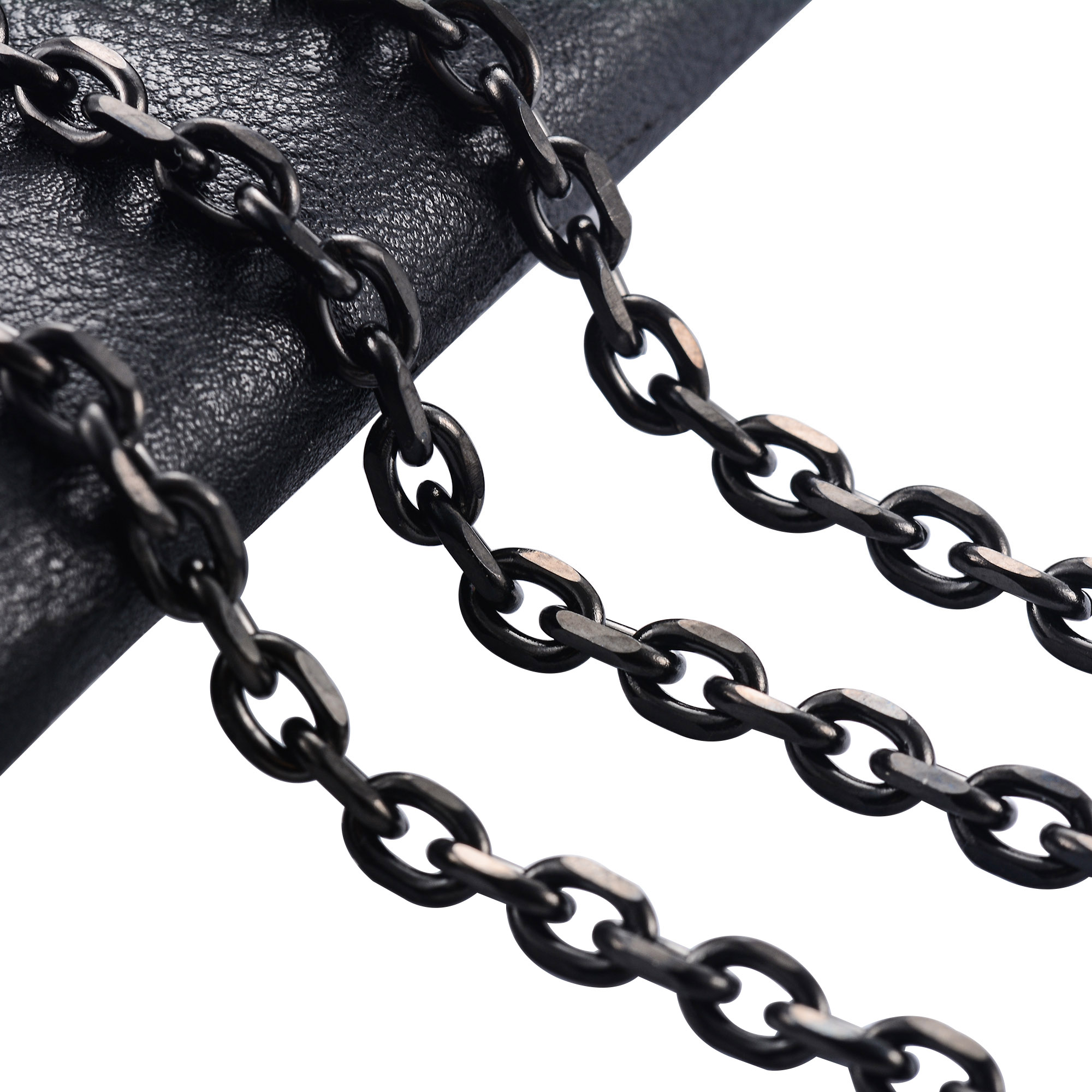 Colar rolo de corrente o de corte de aço inoxidável para homens mulheres cor preta banhado cabo link gargantilha de metal acessórios de joias presente