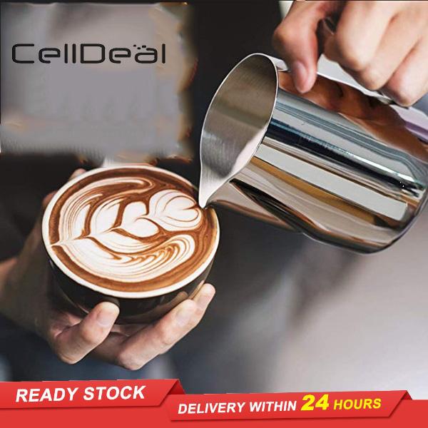 Coffee utensils stainless steel craft extra thick milk cream cup frothing jug pitcher flower cup milk froth cup fancy milk cup