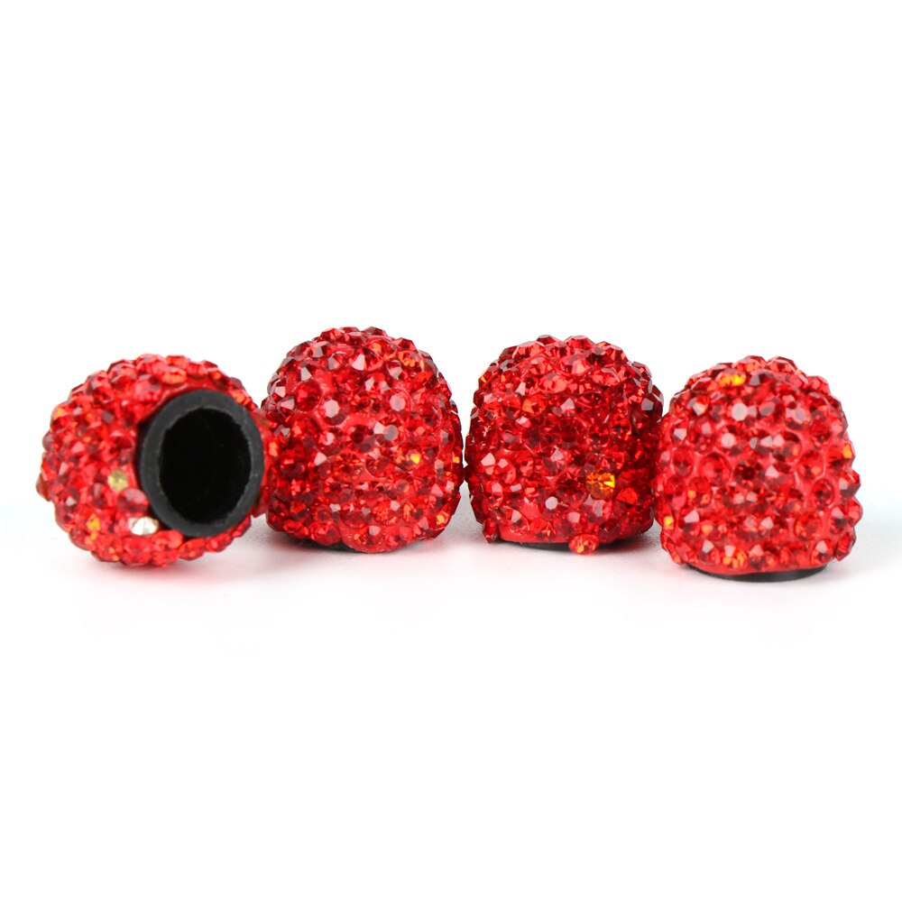 4 Stuks Crystal Auto Ventieldopjes Diamant Schijnt Stofdicht Wiel Kleppendeksel Voertuig Bling Auto Charms Decor auto Accessoires: style 1-red