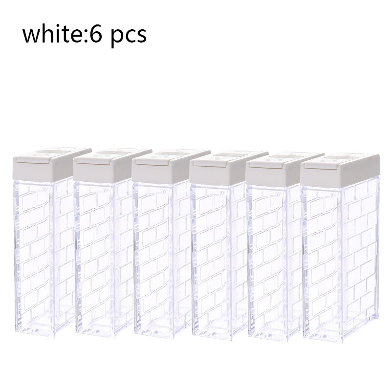 Transparent Spice Jar Set Salt and Pepper Seasoning Bottle Colorful Lid Kitchen Condiment Cruet Storage Container: 6 pcs white color