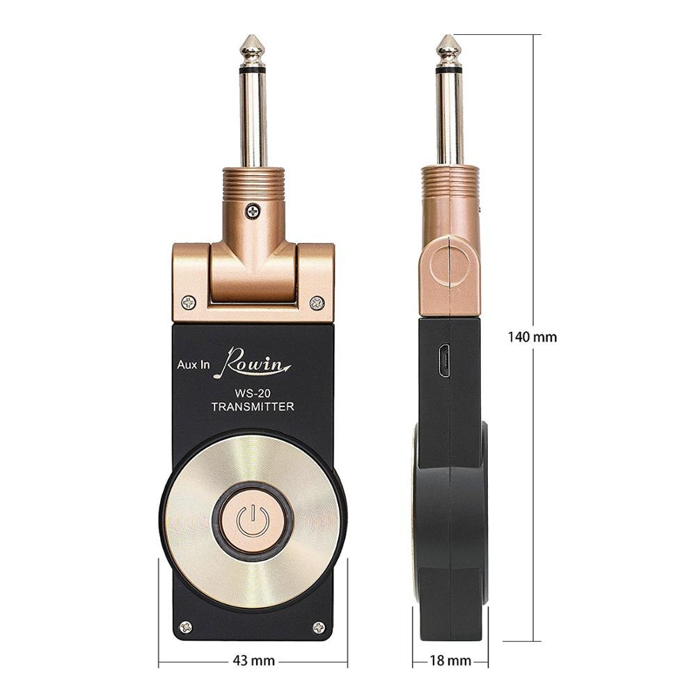 Rowin 2.4G Rechargeable Wireless Guitar System Transmitter Receiver for Electric Guitar Bass with Rechargeable Battery