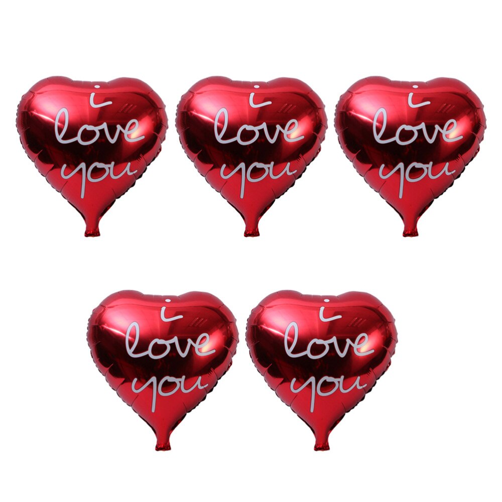 5 stk folieballoner hjerte 18 tommer romantiske balloner til valentinsdag fødselsdagsfestindretning: Default Title
