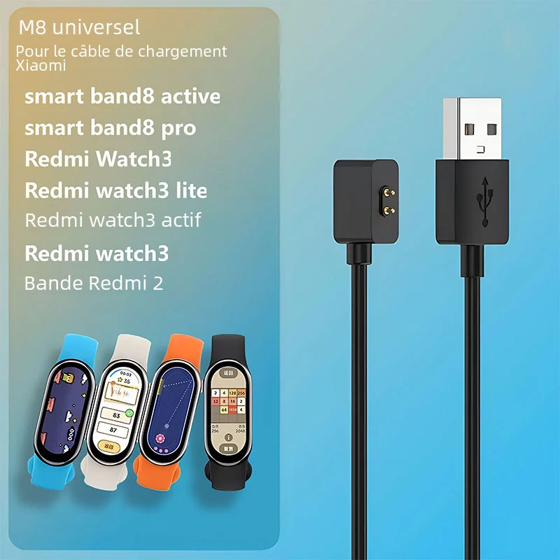 Cable de carga Universal M8 para Xiaomi Smart Mi Band 8 Pro, cargador magnético con base USB, NFC, Watch Redmi 3, 2, Active Lite, Redmi Band2