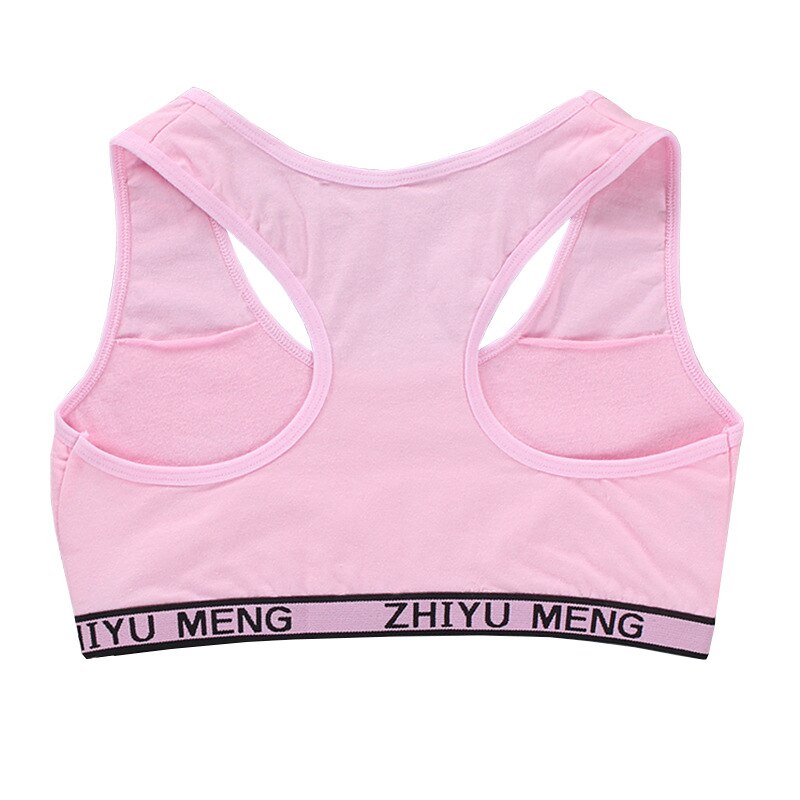 Junior Ragazza Racerback del Cotone di Sport Del Reggiseno di Formazione Della Stampa Della Lettera di Colore Solido Cinghia Larga Della Biancheria Intima Bralette Senza Soluzione di Continuità A Strati Crop Top