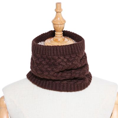 Outdoor Winter Scarves Warm Brushed Knit Neck Warmer Circle Go Out Wrap Cowl Loop Snood Shawl Ski Climbing Scarf For Men Women: coffee