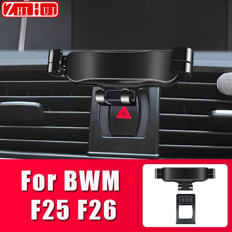 Car Mobile Phone Holder For BMW X3 F25 X4 F26 Air Vent Mount Bracket Gravity Phone Holder Accessories: black