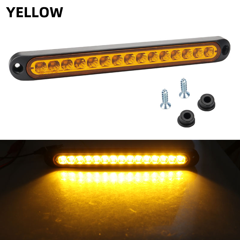 1x kolumna świetlna do samochodu 15LED żarówki do samochodu ciężarówka SUV RV boczny znacznik hamulca lampy kierunkowskazu kierunkowskazy tylne światło ostrzegawcze 12v 24v: YELLOW