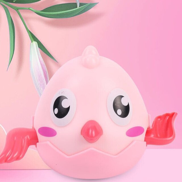 1pcs Del Bambino Acqua Giocattoli Da Bagno Anatre Animale Del Fumetto Catena di Orologeria Granchio Pinguino Balena Piscina Piscina di Balneazione Giocattoli Per I Bambini regalo: Pink Chick