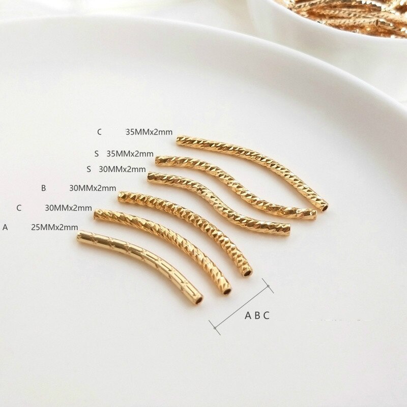 10 Teile/satz 14k Gold Beschichtung Nie Verblassen schneiden Facette Gebogene Rohr S-Förmigen Rohr DIY Handgemachte Armbinde Schnur schmuck Zubehör