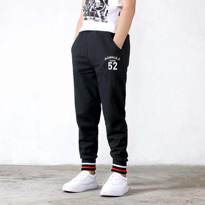 IENENS niños Pantalones deportivos de primavera pantalones de cintura elástica 5-15Y otoño Niño Pantalones de algodón para correr niños niñas pantalones de salida: Black / 12 años