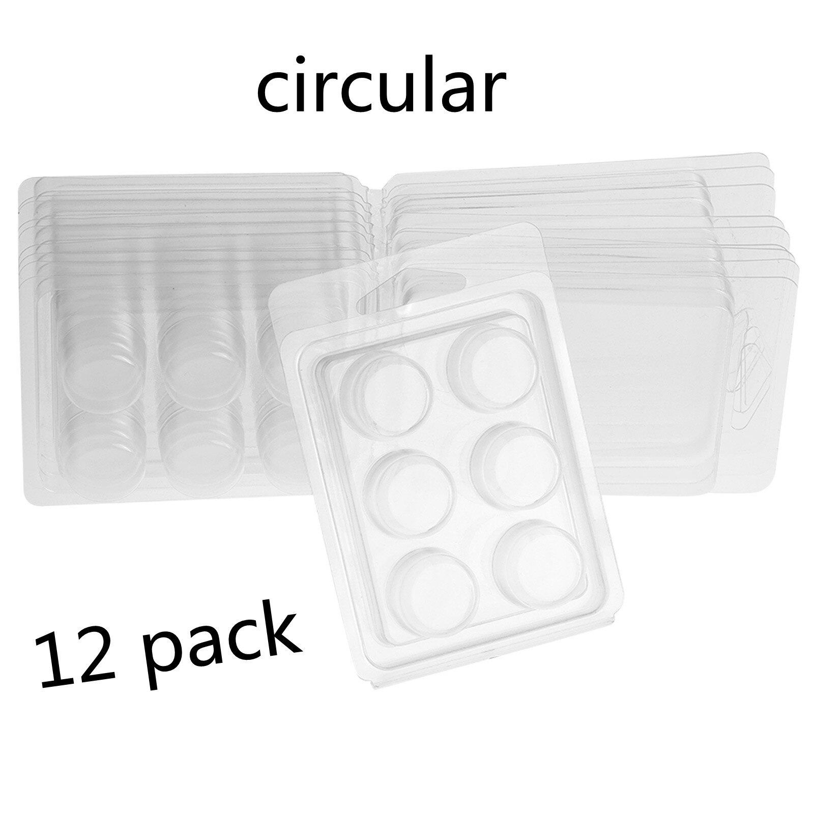 Behogar Wax Melt Molds 6-Cell Round Clear Plastic Clamshells Tray Containers for DIY Candle Handmade Soaps Making Supplies: B 12