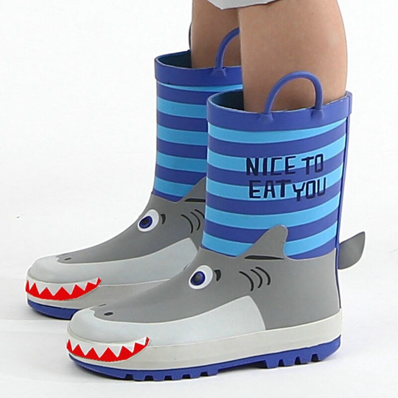 Cartoon Haai Kinderen Regen Laarzen Jongen Meisje Waterdichte Schoenen Mode 3D Gedrukt Kinderen Rubber Laarzen Antislip Baby water Schoenen