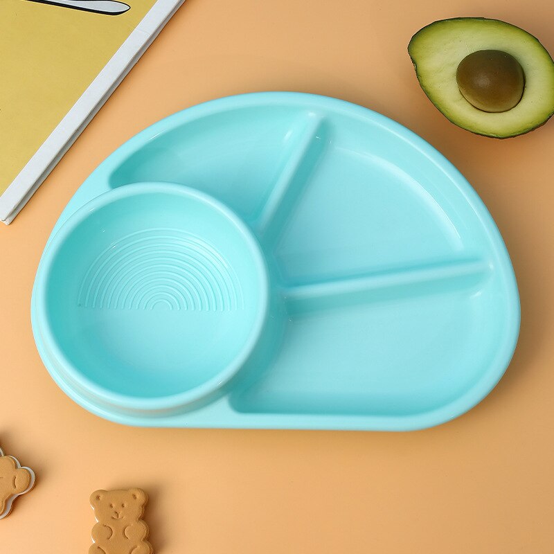 Toddler Infant Baby Dishes Cartoon Dinner Plate Environmentally Separated Child Food Plates Kids Dinnerware Tableware Tray: Green