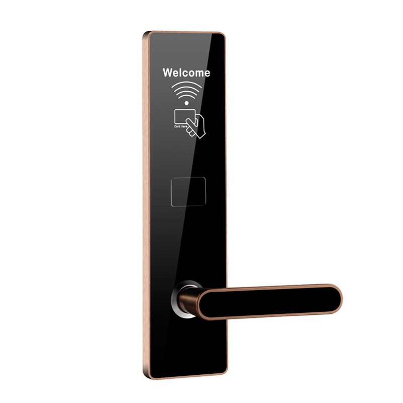 Hotell rfid -kortsystem glidande elektronisk digital nyckel smart pris hotelldörrlås tillverkare smart induktion rfid elektronisk: Rosa guld