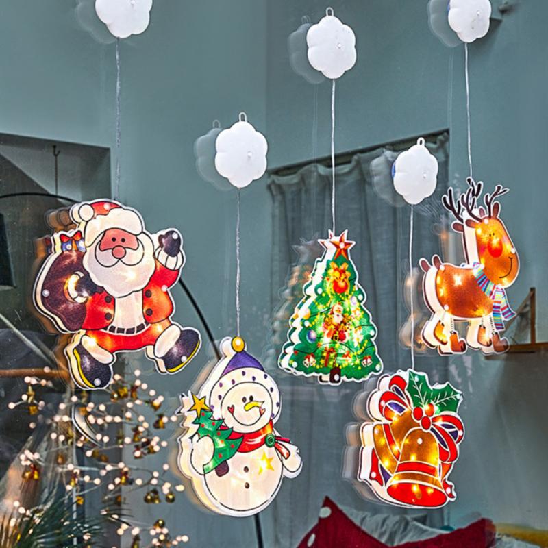Christmas LED Window Decoration Lights Christmas Suction Cup Chandelier Party Ornament Lights Indoor Bedroom Scene Layout