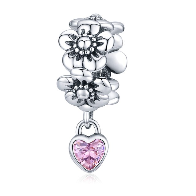 WOSTU autentico 100% argento Sterling 925 zircone rosa perline di cristallo fascino misura originale ciondolo braccialetto argento 925 creazione di gioielli: FIC1485